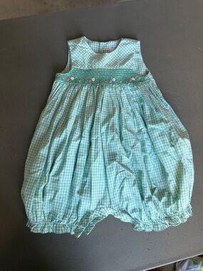 Lyle & Scott Mint Green Gingham Smocked Dress